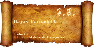 Hajek Bernadett névjegykártya